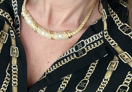 Collier ras de cou doré 80s