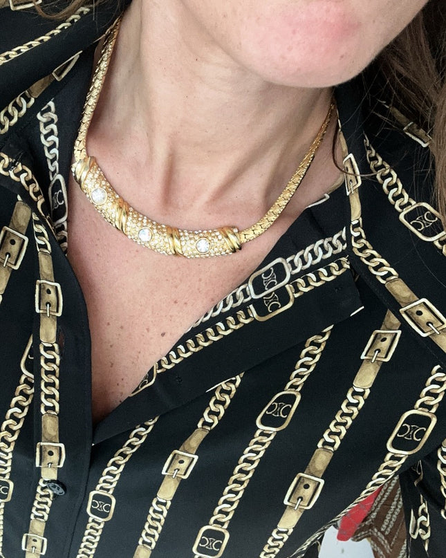 Collier ras de cou doré 80s