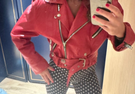 Perfecto en cuir rouge vintage - 1