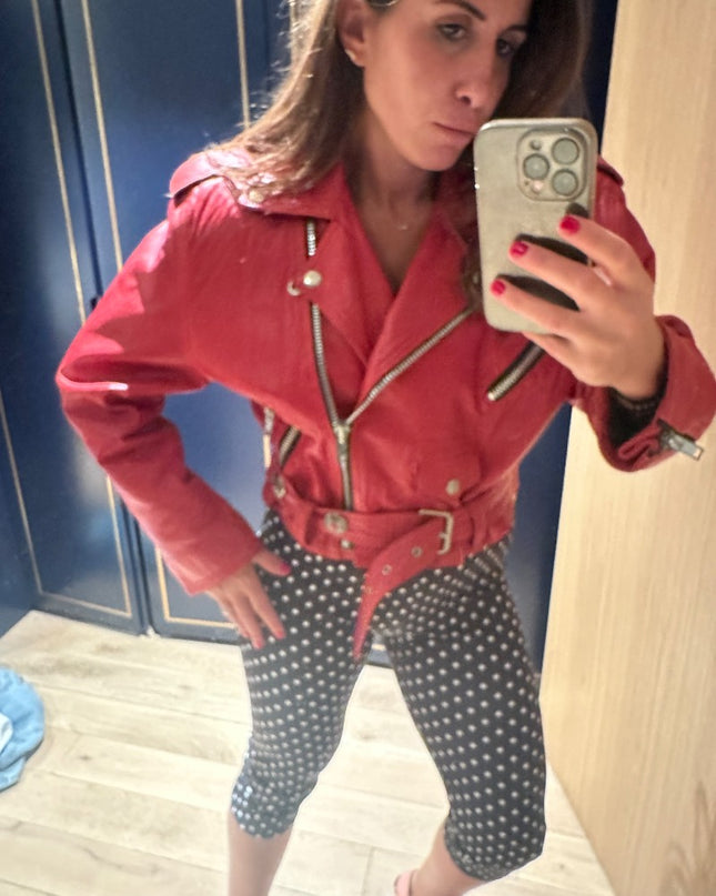 Perfecto en cuir rouge vintage - 1
