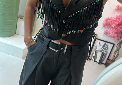 Top gilet en cuir custom femme - 1