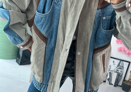 Blouson en daim&Jean vintage 2 en 1 - 4