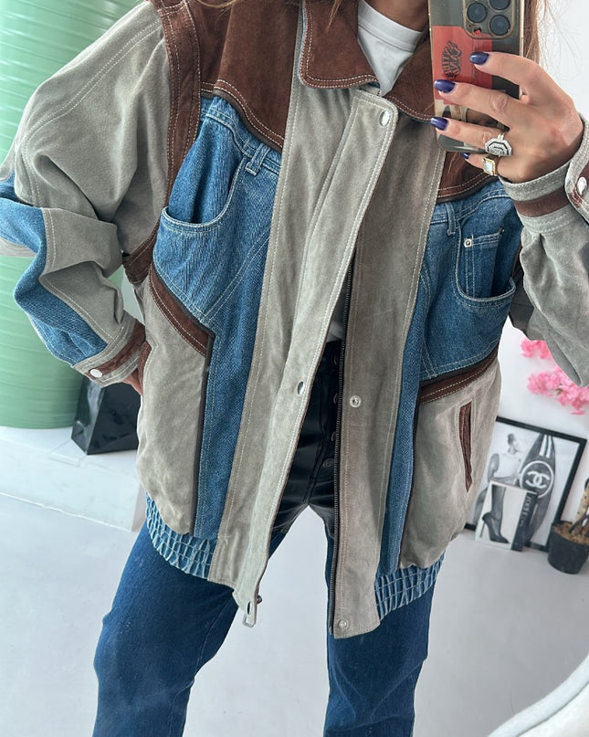 Blouson en daim&Jean vintage 2 en 1 - 4