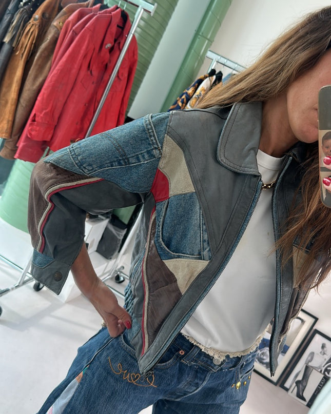 Veste cuir et jean Vintage - 1