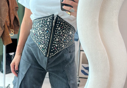 Ceinture en cuir vintage à clous