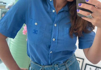 Chemise Vintage celine Paris – 100% Coton – Logo Brodé – T42 - 2