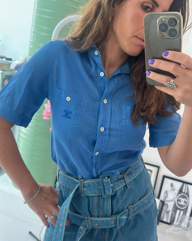 Chemise Vintage celine Paris – 100% Coton – Logo Brodé – T42 - 2