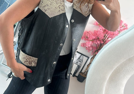 Gilet biker effet croco taille M - 1