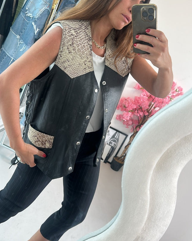 Gilet biker effet croco taille M - 1