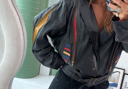 Veste Cuir années 80 Rock vintage - 2