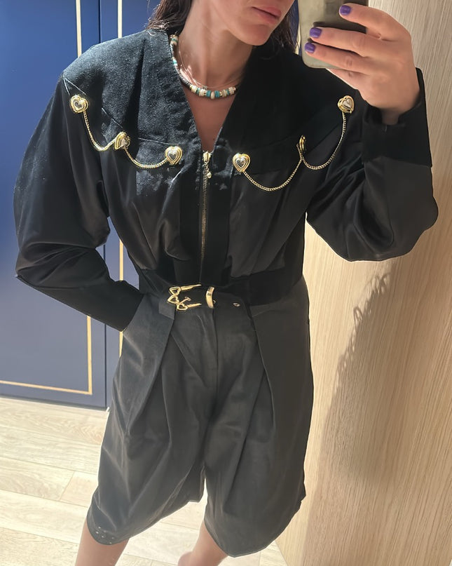 Vintage Suède leren jasje met hartjes versiering - 2