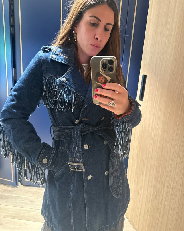 Trench denim à franges - 1