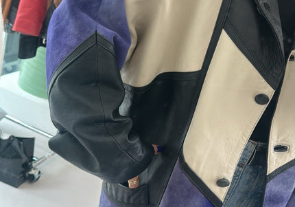 Veste en cuir vintage patchwork - 3