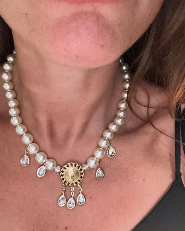 Collier bouton YSL upcycle - 3