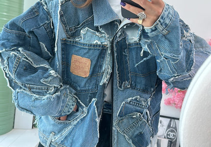 Veste en jean patchwork custom - 1