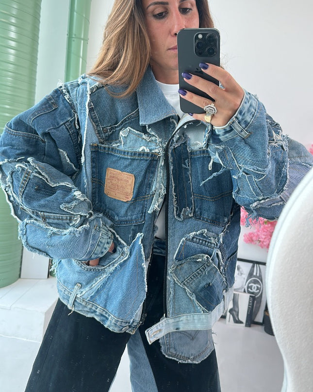 Veste en jean patchwork custom - 1
