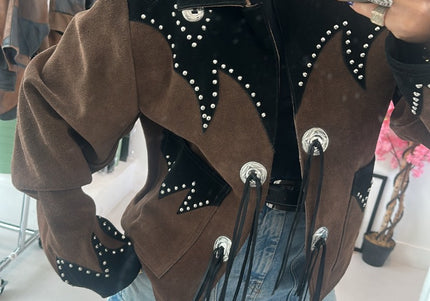 Veste en daim rivet Vintage - 1