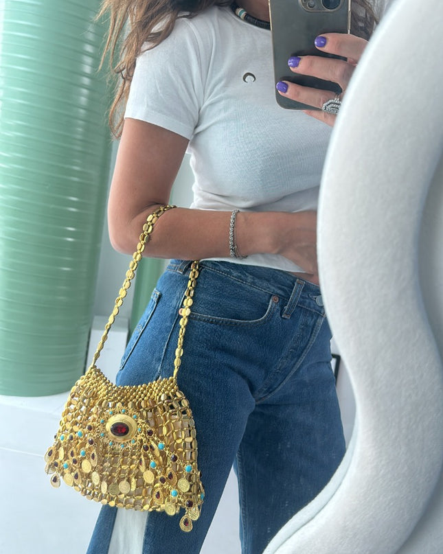 Sac perles doré - 1