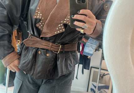 Blouson vintage 80s marron à clous
