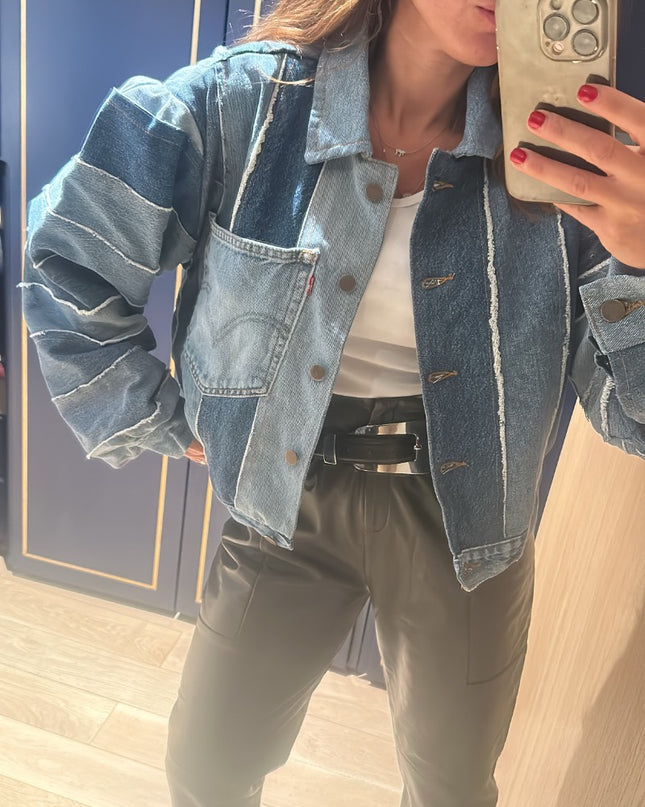 Veste en jean patchwork Levi's taille L - 1