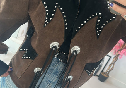 Veste en daim rivet Vintage - 2