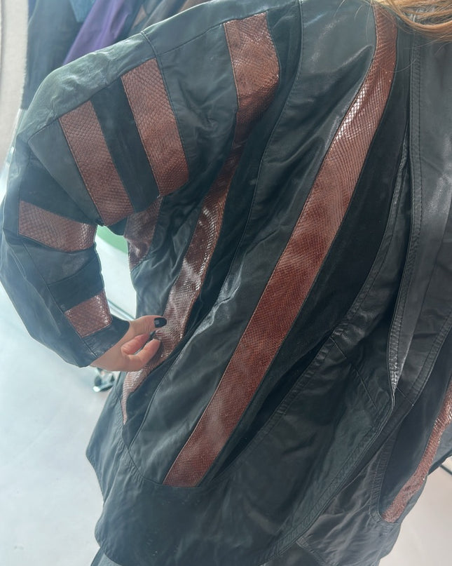 Blouson vintage cuir & python