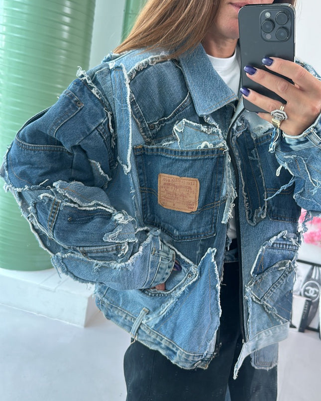 Veste en jean patchwork custom - 2
