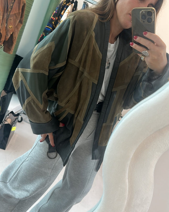 Veste en cuir camouflage vintage - 1