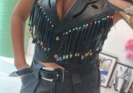 Top gilet en cuir custom femme - 3