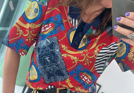 Polo con estampado marinero vintage 90s - 1