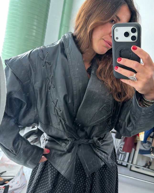 Blouson en cuir vintage lacage - 1