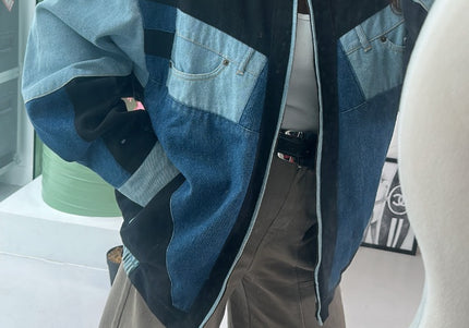 Veste en jean patchwork - 1
