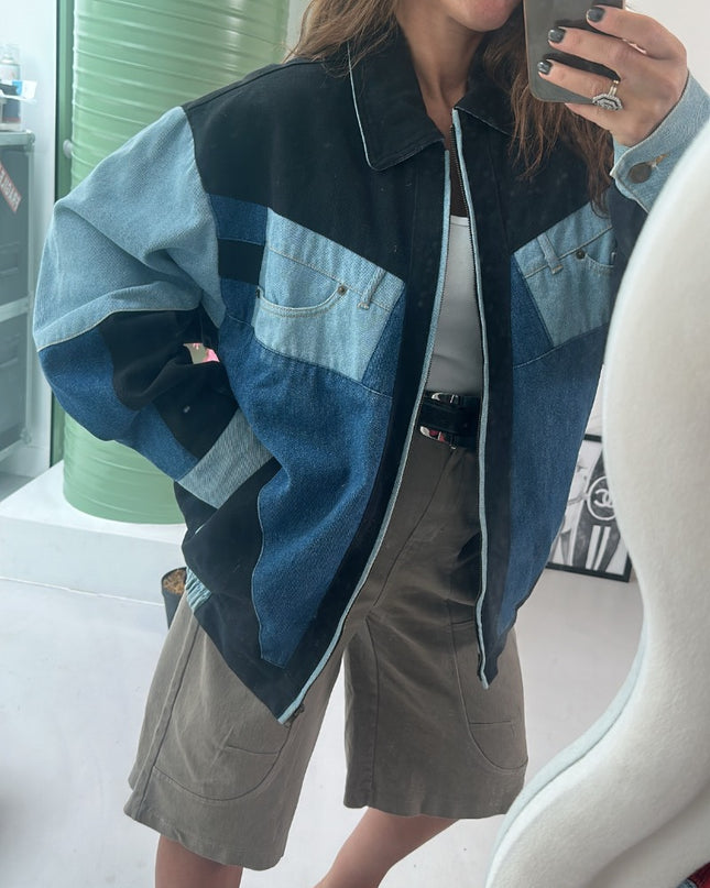 Veste en jean patchwork - 1