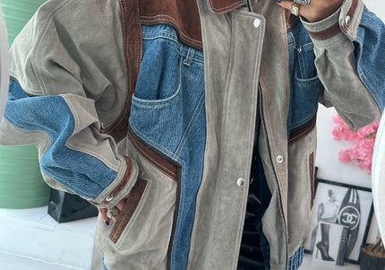Blouson en daim&Jean vintage 2 en 1 - 3