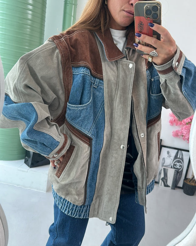 Blouson en daim&Jean vintage 2 en 1 - 3