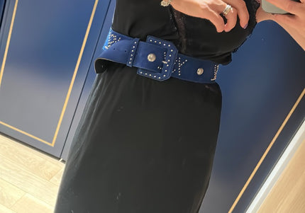 Ceinture YSL vintage bleu daim - 5