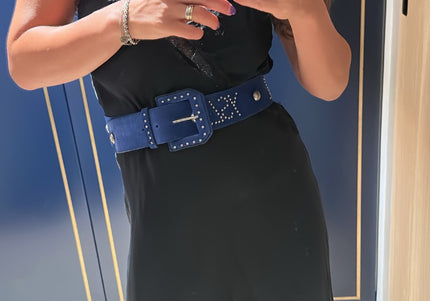 Ceinture YSL vintage bleu daim - 2
