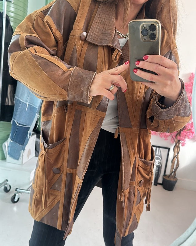 Veste patchwork marron - 3