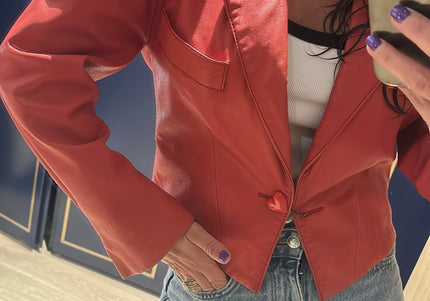 Blouson en cuir Christian dior avec bouton coeur - 3