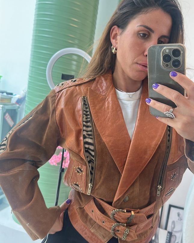 Blouson en cuir & daim vintage - 2