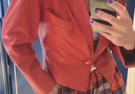 Blouson en cuir Christian dior avec bouton coeur - 2