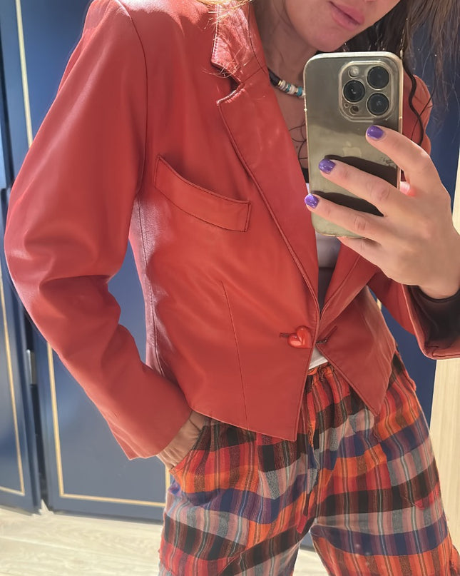 Blouson en cuir Christian dior avec bouton coeur - 2