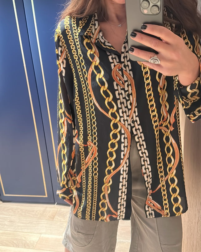 Chemise vintage motif chaînes T40 - 2