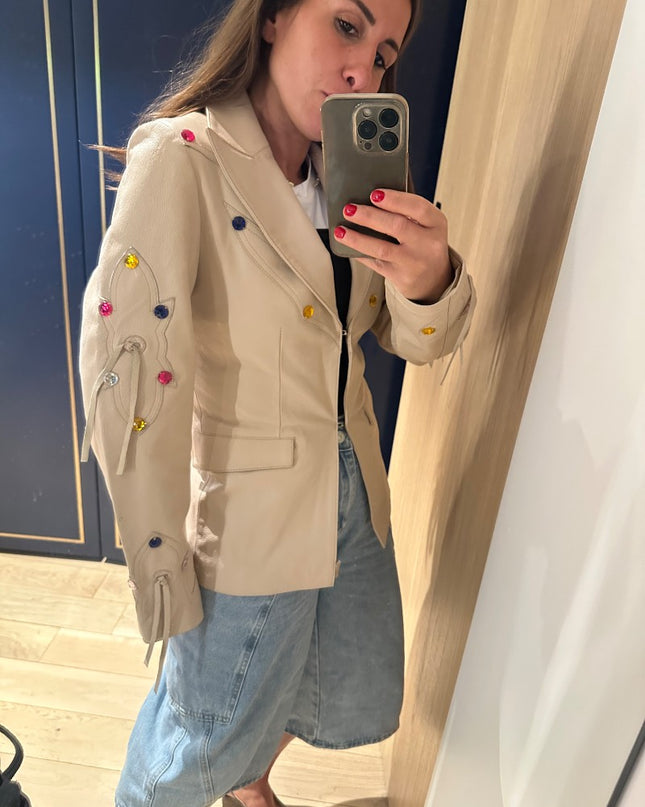 Blazer blanc strass - 1
