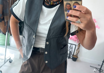 Veste sans manche en cuir Ju - 1