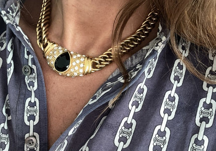 Collier vintage doré & noir - 2