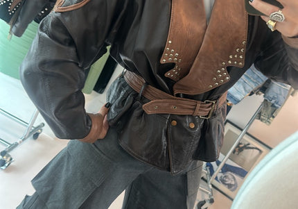 Blouson vintage 80s marron à clous
