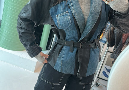 Veste en cuir & Jean ceinture