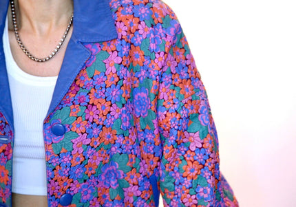 VESTE EN CUIR FLOWERS