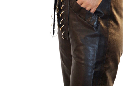 PANTALON EN CUIR VINTAGE ANNEAUX